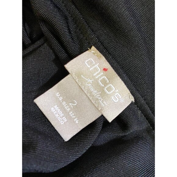 Chicos Travelers Black Cold Shoulder Stretch Blouse Top Size 2 / Large Classic - Picture 3 of 5